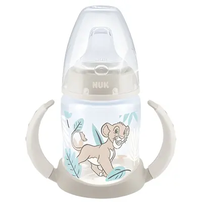 Biberon Nuk First Choice Toarte PP 150 ml, Control Temperatura, Tetina Invatare Silicon 6-18 luni, Disney Lion King