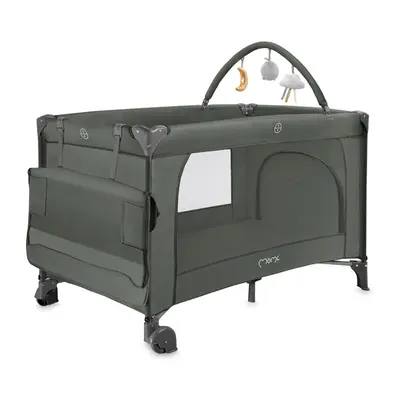 Patut pliabil cu doua nivele si masuta de infasat, 60x120 cm, Momi, Belove Plus - Green KRTLOZE00025