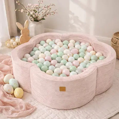 Piscina Cu Bile Meowbaby    Blush Garden ,   Aesthetic Pink Flower, Spuma Moale, Roz Pudrat, 200 Bile Incluse Pjbbafop00-4265