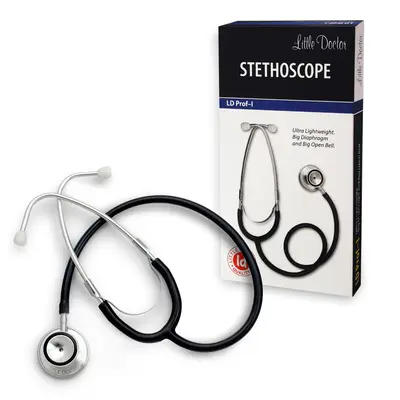 Stetoscop Little Doctor LD Prof I, stetoscop metalic utilizabil pe ambele parti, diafragma mare, Negru Inox BITldprof1