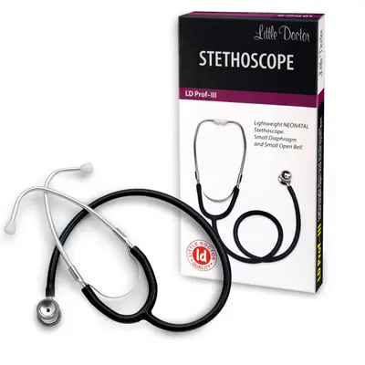 Stetoscop neonatal Little Doctor LD Prof III, stetoscop metalic utilizabil pe ambele parti, diafragma mica, Negru Inox BITldprofIII