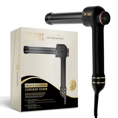 Ondulator Hot Tools Curlbar, Pro Artist Black Gold collection, 25 mm, 8 trepte de temperatura, invelis din titan, cronometru pentru bucle, HTCURL1181BG BITHTCURL1181BG