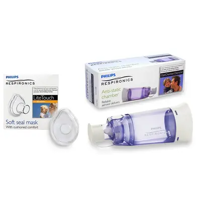 Set Camera de inhalare 0 - 18 luni Philips Respironics Optichamber Diamond, cu masca S LiteTouch Philips Respironics BITsetoptichamberS2