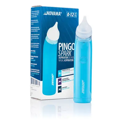 Aspirator nazal electric Novama Pingo Spark, pentru copii 0-12 ani, 2 varfuri silicon, iluminare LED, cu baterii, Albastru, Model  NS22 BITPingoSparkA
