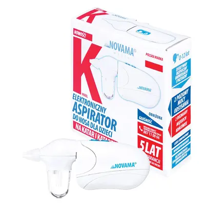 Aspirator nazal electric Novama White K, pentru copii 0-12 ani, 2 varfuri silicon, 2 moduri de operare, silentios, cu baterii, Alb BITNovamaWhiteK