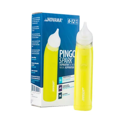 Aspirator nazal electric Novama Pingo Spark, pentru copii 0-12 ani, 2 varfuri silicon, iluminare LED, cu baterii, Verde lime BITPingoSparkV