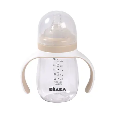 Biberon de invatare Beaba 2 in 1 din Tritan 210 ml Clay