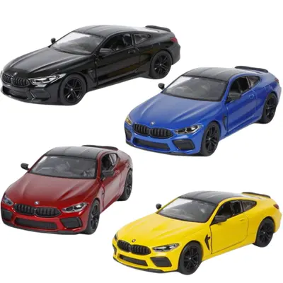 Masinuta bmw m8 sport, die-cast, scara 1 la 38, pull-back, usi mobile, lungime 12.5 cm - okegoki12334