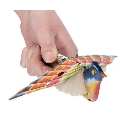 Pasare care ciripeste si da din aripi, din metal, mecanica, 17 cm - okegoki14189