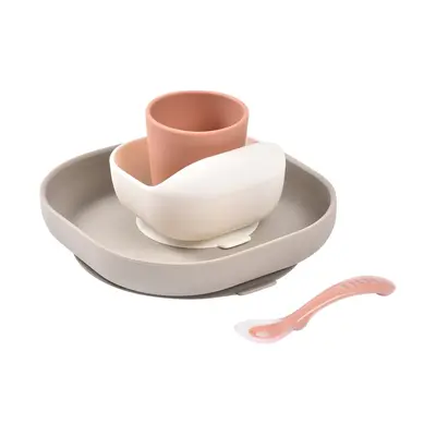 Set de masa silicon Beaba 4 piese Terracotta Gazelle