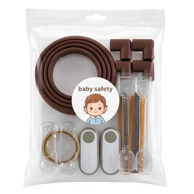 Set siguranta copii pentru casa maro ,   kit protectie 17 piese