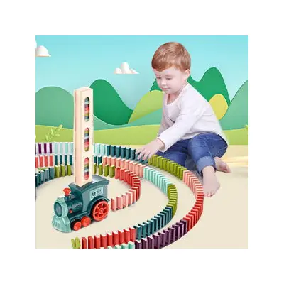 Tren domino electric pentru copii ,   joc educativ cu 60 piese