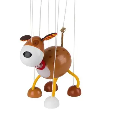Marioneta copii catel, de lemn, 14.5 cm, 3 ani+, goki - joc de rol