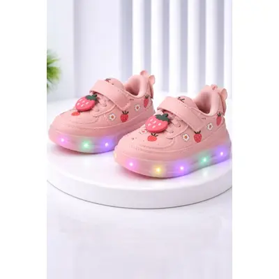 Adidasi roz cu luminite capsunele adt-19-1