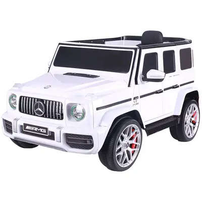Masinuta electrica Chipolino SUV Mercedes AMG G63 cu scaun din piele si roti EVA white HUBELJG63M251W