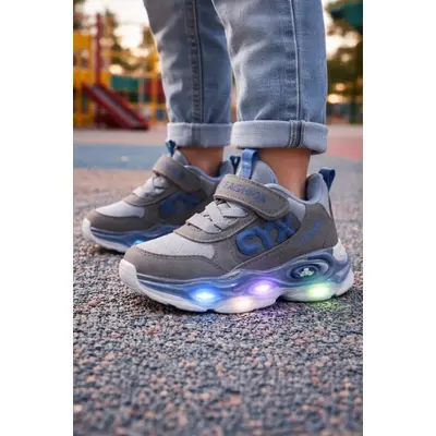 Adidasi gri cu luminite pentru baieti cyx adt-57