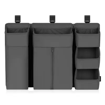 Organizator multifunctional, Lionelo, Sidepocket L, 58x11x58 cm, 3 parti independente cu multiple buzunare, Universal, Constructie ranforsata, Gri BYNLO-SIDEPOCKET_LARGE_GREY