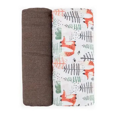 Set 2 scutece, Petite&Mars, Misty, Din muselina de bambus, Hipoalergenice, Dimensiuni mari, 120 x 120 cm, Certificate Oeko Tex Standard 100, Forest Fox BYN417366