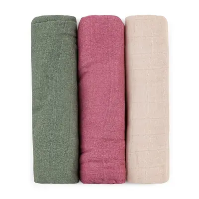 Set 3 scutece, Petite&Mars, Moussy, Din muselina de bambus, Hipoalergenice, 68 x 68 cm, Certificate Oeko Tex Standard 100, Botanic Tones BYN415369