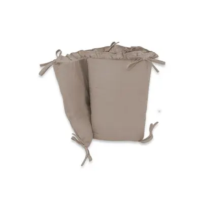 Aparatoare pentru patut, MimiNu, Cu volanase, Din bumbac certificat Oeko Tex Standard 100, 180x30 cm, Cu panglici, Colectia Royal, Mocha BYN6426972031042