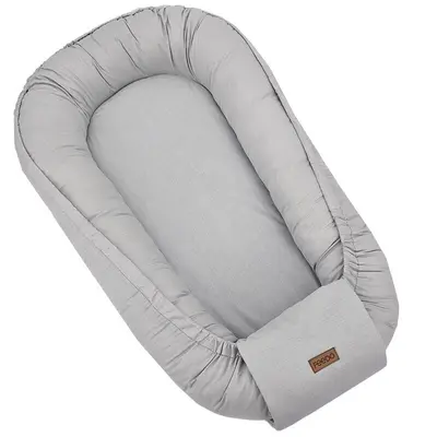 Cosulet bebelus,&nbsp;Feedo, Pentru dormit, joaca, protectie in patut, Baby Nest 90x60 cm, Din bumbac 100%, Design elegant, Gri BYN209214