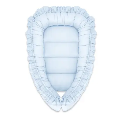 Cosulet bebelus, MimiNu, Pentru dormit, Baby Nest 55 x 75 cm, Cu Volanase, Husa 100% bumbac, Din bumbac certificat Oeko Tex Standard 100, Colectia Royal, Blue BYN6426972030885