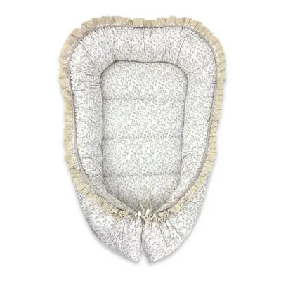 Cosulet bebelus, MimiNu, Premium, Pentru dormit, Baby Nest 55 x 75 cm, Cu Volanase si dantela, Husa 100% bumbac, Din bumbac certificat Oeko Tex Standard 100, Meadow BYN6426972031240