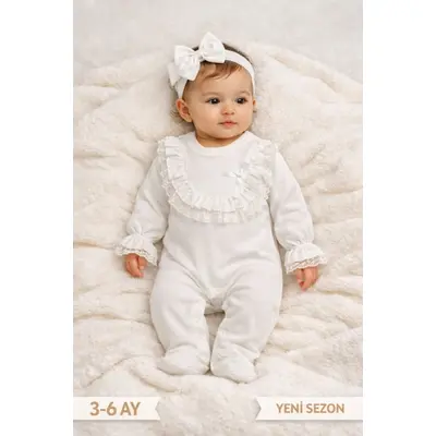 Salopeta pentru bebelusi cu guler din dantela b9287-1