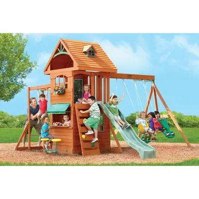 Spatiu de joaca din lemn de cedru kidkraft ridgeview deluxe clubhouse, complet echipat, pentru 9 copii - okekkf270855e