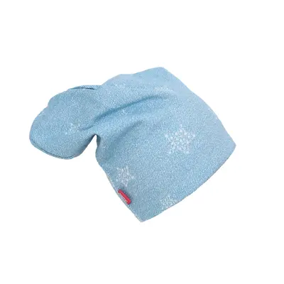 Caciula  Stars in your eyes - Blue, cu bordura, in strat dublu, din bumbac, 48-52 cm KDECDB35STEYEB