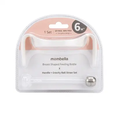 Maner ergonomic si pai cu greutate pentru Biberon 300ml Mombella Breast-Like &ndash; Ivory KRTM01849
