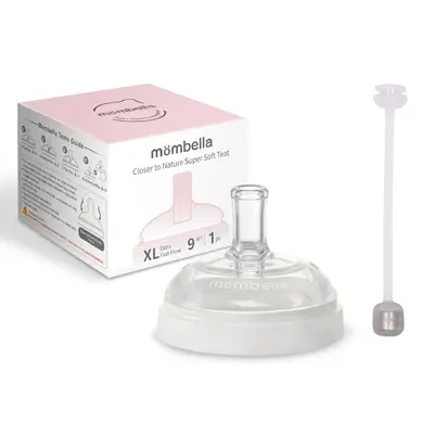 Tetină anti-colici cu pai si greutate, Mombella Breast Like, Flux Consistent (Mărimea XL) - Ivory KRTM01860