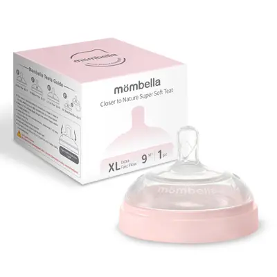 Tetină anti-colici din silicon Mombella Breast Like, Flux Consistent (Mărimea XL) - Old Rose KRTM01858