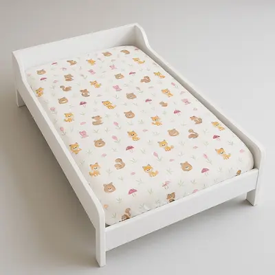 Cearsaf cu elastic din bumbac ranforce Forest pentru patut/saltea de 170 x 70 cm - ASC6427968128326