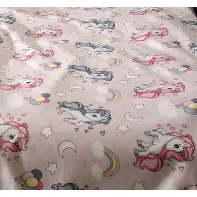 Cearsaf cu elastic din bumbac ranforce Unicorni pentru patut/saltea de 170 x 70 cm - ASC6427968128319