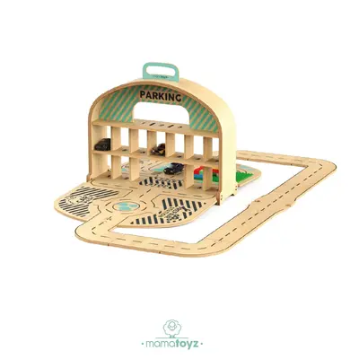 Parcare portabila de masinute din lemn, MamaToyz JEMMtyz_cry