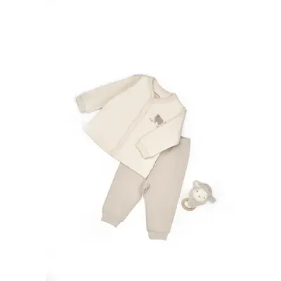 Set bluzita cu capse si pantalon, Lamb, BabyCosy, 100%bumbac organic (Marime: 18-24 Luni) JEMBC-CSY8186-18