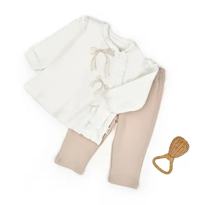 Set bluză și pantalonași, Bow, BabyCosy, 100%bumbac organic (Marime: 12-18 Luni) JEMBC-CSY8155-12