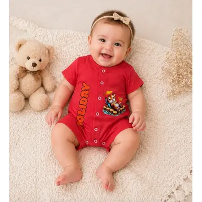 Salopeta de vara pentru bebelusi, corai, holiday bp3