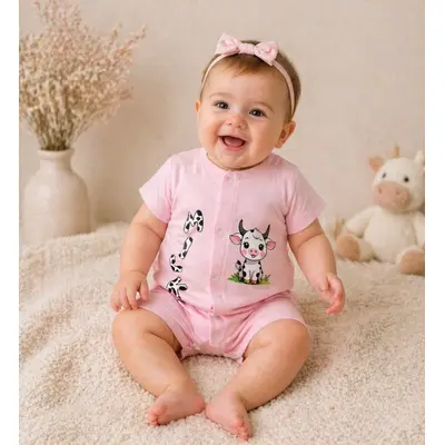 Salopeta de vara pentru bebelusi, roz, milky bp2