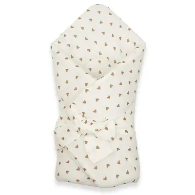 Paturica de infasat, New Baby, Din muselina, Cu inchidere cu panglica, Dimensiune 75x75 cm, Little Heart BYN58705