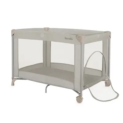 Patut pliant, Lionelo, Amelie, Cu intrare laterala, 100.5&times;70.5 cm, Include salteluta, roti, geanta pentru transport, Constructie usoara- 7 kg, Cadru stabil din otel, Bej BYNLO-AMELIE_BEIGE_SAND
