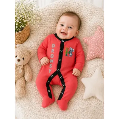 Salopeta corai din bumbac pentru bebelusi cu botosei, koala bp118-3