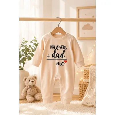 Salopeta crem fara botosei pentru bebelusi cu mesaje bp4-21-1