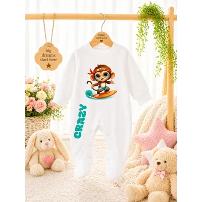 Salopeta cu botosei pentru bebelusi, monkey bp4-16