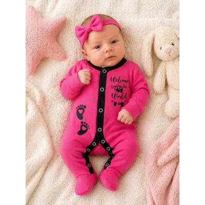 Salopeta din bumbac pentru bebelusi cu botosei, roz ciclamen, steps bp118-1