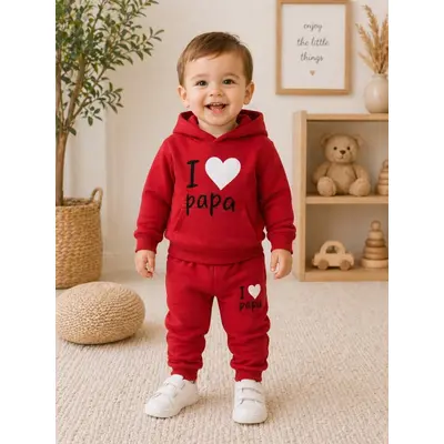 Trening rosu pentru bebelusi din bumbac, i love papa bnb01-3-7