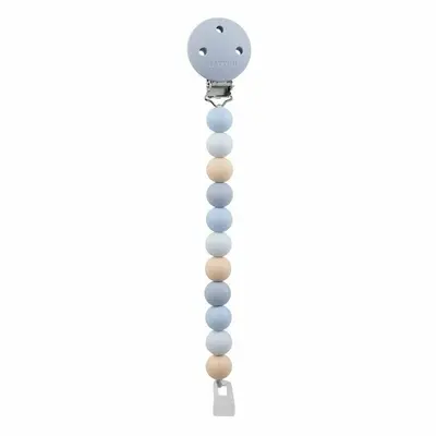 Clema pentru suzeta, Nattou, 100% silicon fara BPA, Cu sistem de prindere la suzeta, Cu margele, 30x7x18 cm, Neutru/Albastru BYN874465
