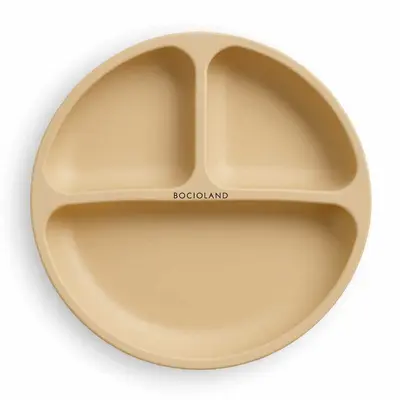 Farfurie compartimentata, Bocioland, Rotunda, Cu 3 compartimente, Fara BPA, 6-36 luni, Beige BYNBL588