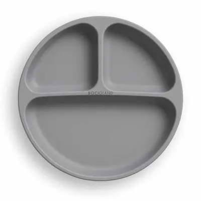 Farfurie compartimentata, Bocioland, Rotunda, Cu 3 compartimente, Fara BPA, 6-36 luni, Dark grey BYNBL590